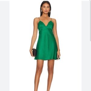 Alice and Olivia julietta mini slip dress in emerald